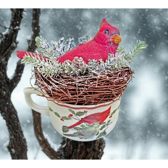 Cardinal in a Cardinal Cup Assemblage for Christmas CA103 - Picture 1 of 5